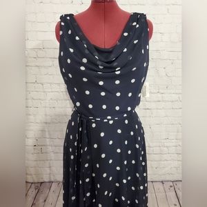 Navy Blue w White Polka dots dress